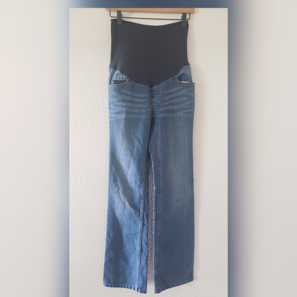 MOTHERHOOD MATERNITY Bootcut Denim Jeans Elastic Tummy Panel